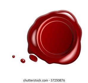 Red wax seal with small drops