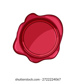 Carimbo de selo de cera vermelha criando um espaço em branco redondo para texto personalizado, um símbolo clássico que representa autenticidade, segurança, privacidade e tradição em comunicações oficiais