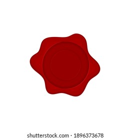 Red wax seal stamp isolated on white. Vintage sealing wax for quality garantee label. Cartoon flat design. Vector illustration.