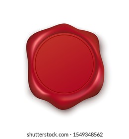 Red wax seal. Vector Illustration isolated on white background