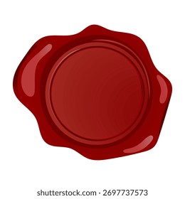 Red wax seal. Vector illustration of a seal on an isolated background. Icon for certificates, quality marks, warranties, and confidentiality.