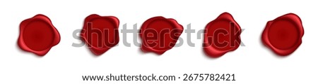 Red wax seal vector illustration. Wax seal realistic illustration. Postage stamps