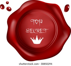 Sello de cera roja, vector, alto secreto real
