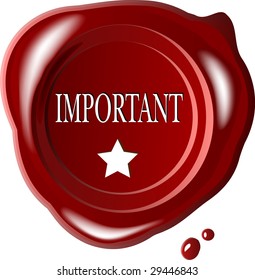 Red wax seal with word important