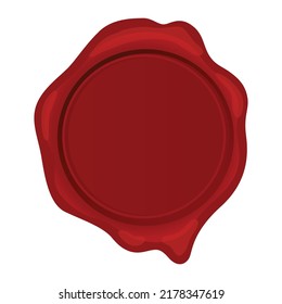 Red wax stamp. Isolated sticker mockup for letter or documents, confidential sign or secure tag, royal guarantee mark for envelop. Realistic icon with empty space for text
