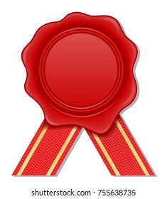 red wax stamp vector illustration isolated on white background