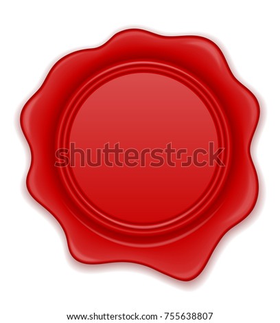 red wax stamp vector illustration isolated on white background