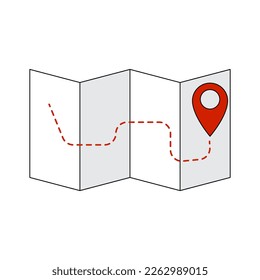 Red way pin in abstract style. Vector illustration.