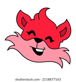 red weasel head laughing happily, vector illustration carton emoticon. doodle icon drawing