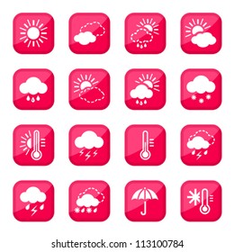 Red Weather Vector Icon Set for web and mobile. All elements are grouped.