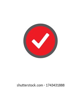 red web button with check box, vector illustration
