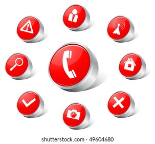  Red web icon set. Vector illustration