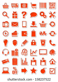 red web icons for e-shop,red, with shadow, vector illustration, eps 10 with transparency