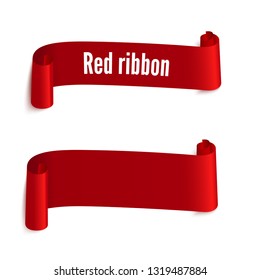 Red web ribbon banners set. Stock vector illustration for design