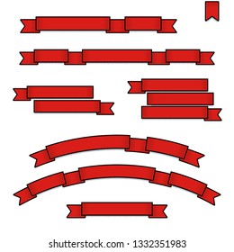 Red web ribbon banners set. Stock vector illustration for design, games, web