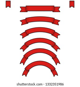 Red web ribbon banners set. Stock vector illustration for design, games, web