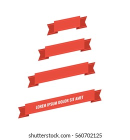 Red web ribbon banners set. Stock Vector Illustration