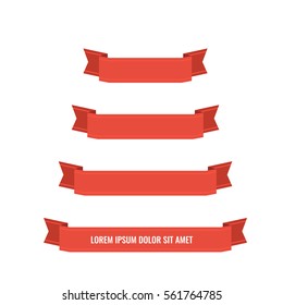 Red web ribbon banners set. Stock Vector Illustration