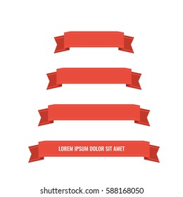 Red web ribbon banners set. Design vector illustration