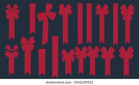 Red Web Ribbons Set, Vector Illustration

