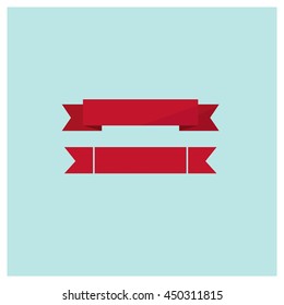 Red Web Ribbons Set, Vector Illustration.