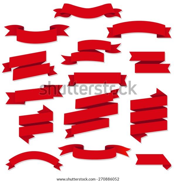 Red Web Ribbons Set,\
Vector Illustration