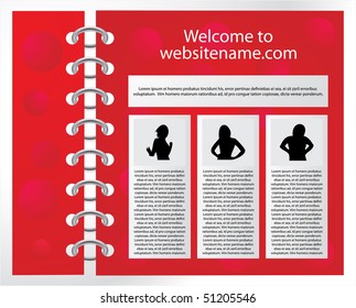 Red web site design template, vector