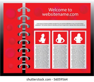 Red web site design template, vector