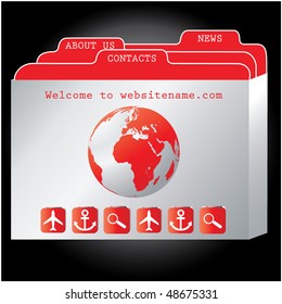 red  website design template, vector.