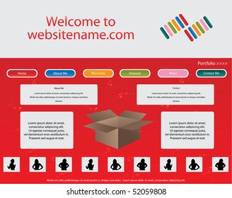 Red website design template. Vector.