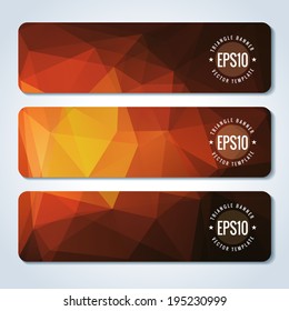 Red website header or banner set with triangle pattern