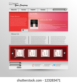 Red website template in editable vector format