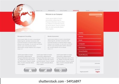 Red website template in editable vector format