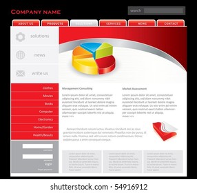 Red website template in editable vector format
