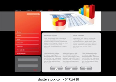 Red website template in editable vector format