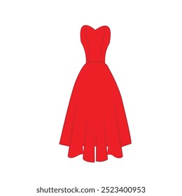 Ilustración vectorial de vestido de novia rojo