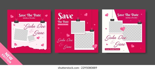 Diseño de publicaciones en medios sociales de bodas rojas