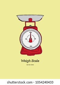 red weigh scale . cartoon vector and illustration, hand drawn style