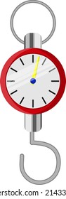 Red weighing scale, illustration, vector on a white background.