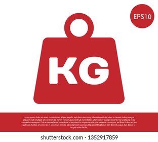 Red Weight icon isolated on white background. Kilogram weight block for weight lifting and scale. Mass symbol. Vector Illustration