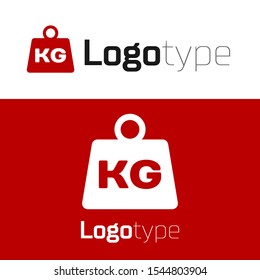 Red Weight icon isolated on white background. Kilogram weight block for weight lifting and scale. Mass symbol. Logo design template element. Vector Illustration