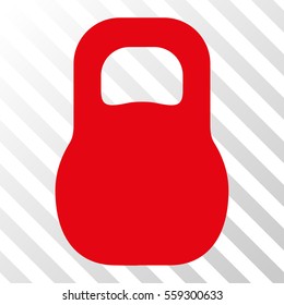 Red Weight Iron toolbar icon. Vector pictogram style is a flat symbol on diagonally hatched transparent background.