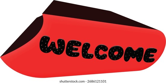Vector de Anuncio de bienvenida rojo: diseño de etiqueta de saludo para invitación, evento o decoración de entrada a la tienda