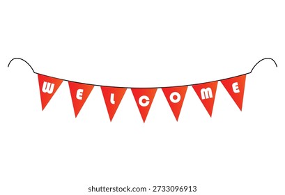 Red Willkommen Bunting Banner Vektorsymbol