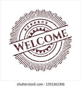 Red Welcome distress grunge style stamp