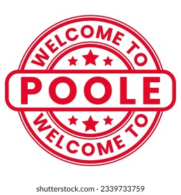 Bienvenido rojo a la señal de palo, sello, pegatina con ilustración vectorial de estrellas