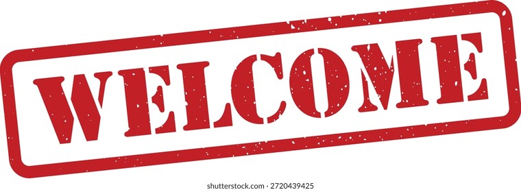 Sello de bienvenida rojo sobre fondo blanco