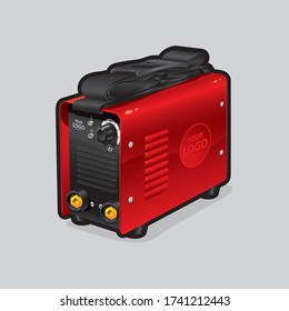 Red welding machine with carrying strap
