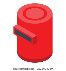 Red welding mask protecting face during work isometric view