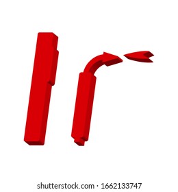 Red welding work on a white background 3d, vector